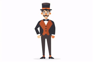 Obraz premium Charming 64-bit Stage Actor in Flat Design - Adorable Theatrical Character Illustration on White Background