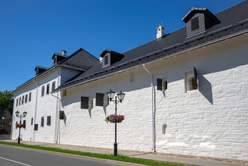 The old building of the Pogankins Chambers on a summer day. Pskov, Russia