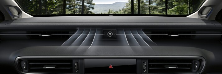 Fototapeta premium Car dashboard infographic airflow visualization, temperature control, and vent positioning