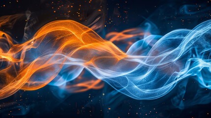Ethereal and vibrant smoke patterns on dark background showcase intricate beauty