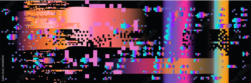 Aufkleber lo-fi glitched vector background with pixel rainbow ambient flickers.