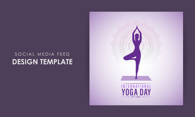 Vector illustration of International Day of Yoga social media feed template