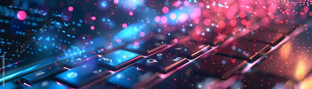 Poster mesmerizing graphic design display with vibrant digital art elements