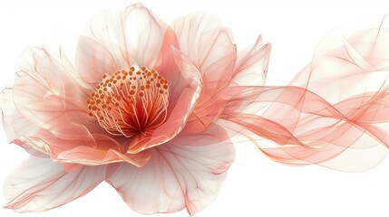 Fototapeta premium Stunning Fractal Image of Camellia Flower with Delicate Petals and Intricate Patterns in Soft Pastel Colors