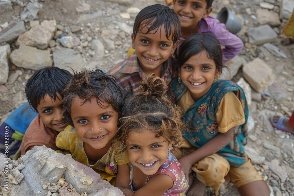 Canvas Prints Unidentified group of Indian kids in Pushkar, Rajasthan, India