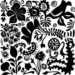 Fototapeta premium floral seamless pattern, pattern, flower pattern, geometric pattern, diagonal pattern, floral, flower, seamless, design, ornament, vector, decoration, art, wallpaper, leaf, illustration, black, style,
