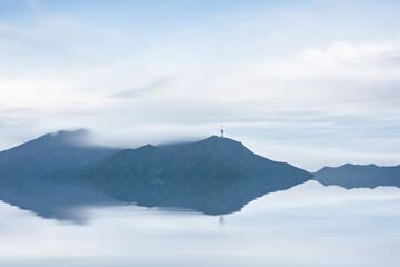 TV Tower and Peaceful Water on the Peak of wutong Mountain in Shenzhen