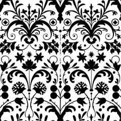 Obraz premium floral seamless pattern, pattern, flower pattern, geometric pattern, diagonal pattern, floral, flower, seamless, design, ornament, vector, decoration, art, wallpaper, leaf, illustration, black, style,