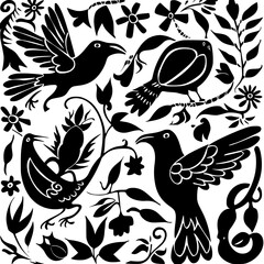 floral seamless pattern, pattern, flower pattern, geometric pattern, diagonal pattern, floral, flower, seamless, design, ornament, vector, decoration, art, wallpaper, leaf, illustration, black, style,