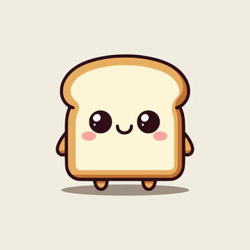 cute bread cartoon character vector illustration template design