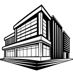 Architectural sketch of a modern building  .