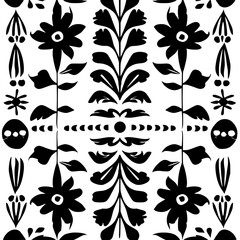 Fototapeta premium floral seamless pattern, pattern, flower pattern, geometric pattern, diagonal pattern, floral, flower, seamless, design, ornament, vector, decoration, art, wallpaper, leaf, illustration, black, style,