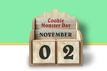 November 2, Cookie Monster Day, wooden calendar