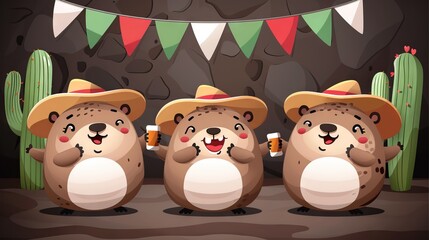 Obraz premium capybara next to a cactus. Concept: book design, wild nature, Animal illustration