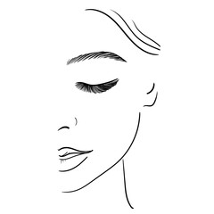 Woman with eyelashes, stock vector illustration.