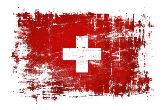 Grunge swiss flag background, Switzerland National Day. Generative AI