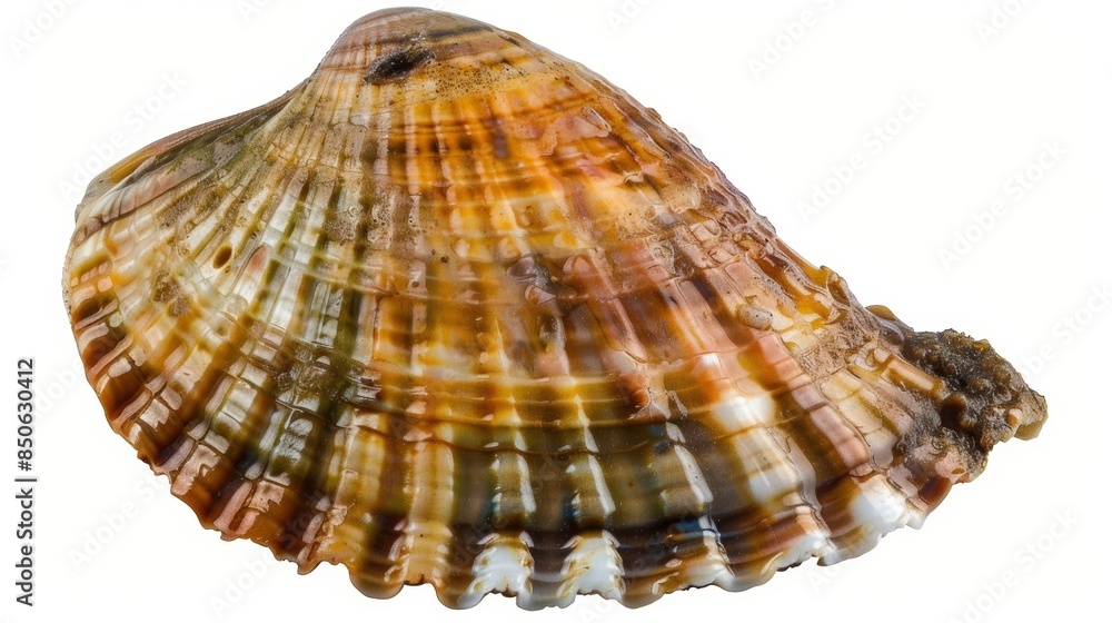 Poster beautiful empty seashell displaying intricate patterns and textures against a white background in br