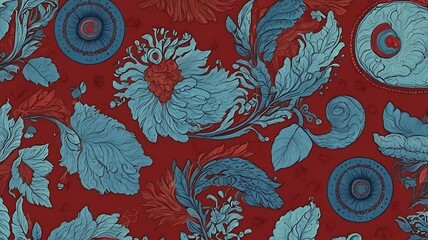Textured red and blue illustration, 3d wallpaper design