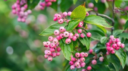 European spindle tree bearing pink berries