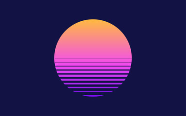 Retro neon poster style 80s and 90s. Abstract vector illustration