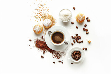 Fototapeta premium cup of coffee with pastries