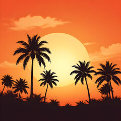 Sunny tropical Caribbean beach with palm trees and turquoise water, Summer vacations,  Caribbean island vacation