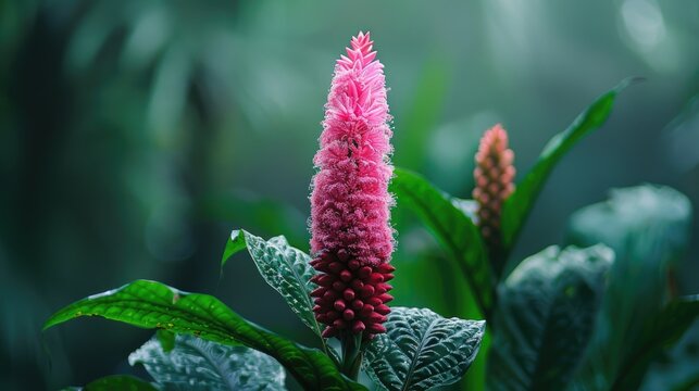 Pink flower of cockcomb in its natural habitat
