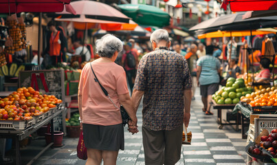 Elderly doing holiday activities happily and having fun.