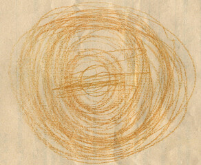 Retro Sun Burst Vintage Banner Background. Vintage Background with Brown Circles Drawn by Colored Pencils.