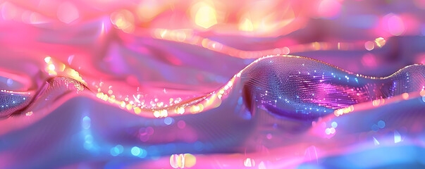 Abstract trendy holographic background. Real texture in pale violet, pink and mint colors with scratches and irregularities Futuristic holographic waves in vibrant neon colors pulsating against