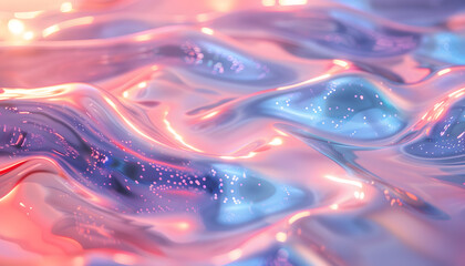 Abstract trendy holographic background. Real texture in pale violet, pink and mint colors with scratches and irregularities Futuristic holographic waves in vibrant neon colors pulsating against