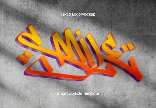 Color Graffiti Paint Text And Logo Mockup