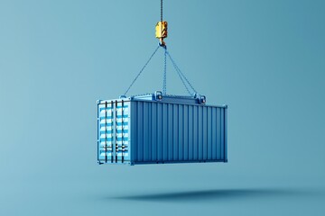 Close-up of crane with container hanging