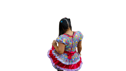 square dancer with Brazilian cultural dress from the northeast regions, June and July festivals, arraial and fair, transparent