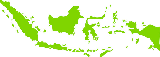 Indonesian Map in Green Color, Map of Indonesia, can use for App, Art Illustration, Website, Pictogram, Infographic or Graphic Design Element. Format PNG 