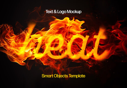 Melting Fire Flames Text Effect Mockup With Generative AI