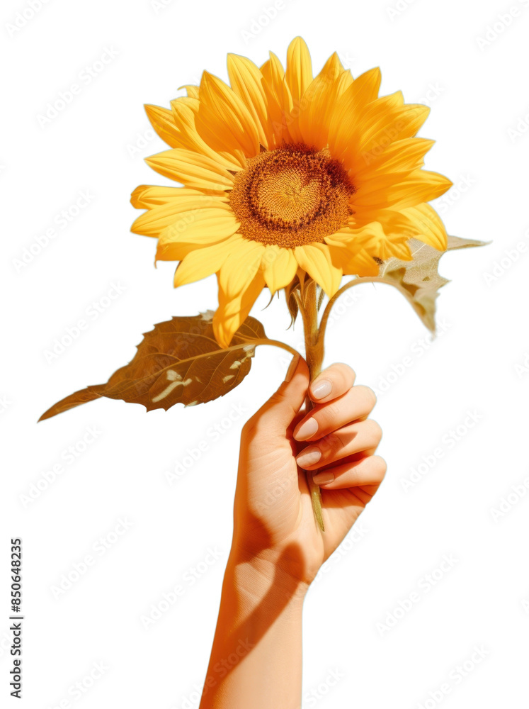 Canvas Prints png hand holding a sunflower finger petal plant.