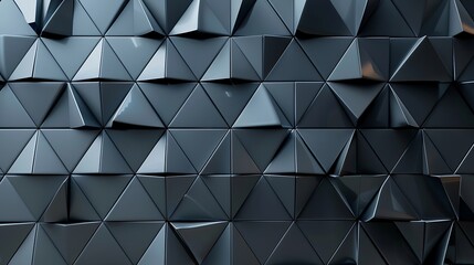 Obraz premium A room with a wall of black triangles on a background