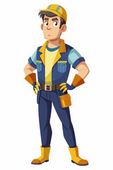 Male electrician illustration, white background
