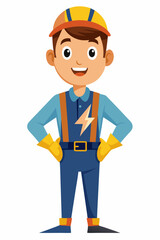 Male electrician illustration, white background