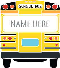 Flat isolated school bus monogram. Yellow bus illustration vector.