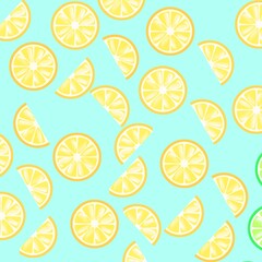 seamless pattern with lemons, slices of citrus, lemon fruit illustration