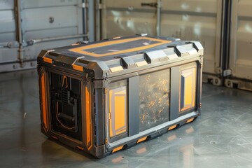 An advanced, smart shipping crate equipped with GPS tracking and tamperevident technology