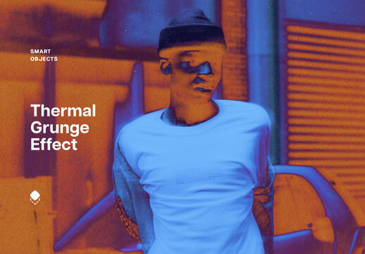 Thermal Grunge Photo Effect Mockup