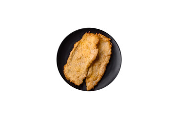 Delicious juicy chicken chops in batter with salt, spices and herbs