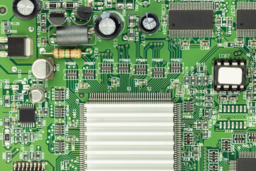 Close-Up of Detailed Circuit Board Design