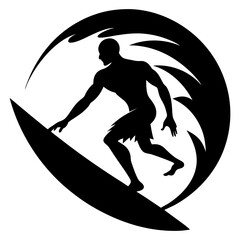 black silhouette of surfing person
