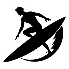 black silhouette of surfing person