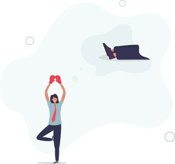 Woman rights, gender inequality fight back, business winning victory concept.flat illustration.