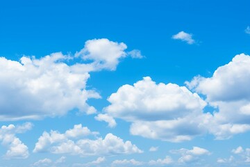 Beautiful Blue Sky with Scattered White Clouds in a Peaceful Setting. Generative AI